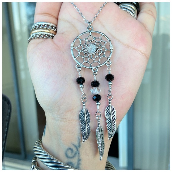 Herkimer diamonds black crystal dream catcher - Picture 7 of 11